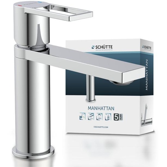 Robinet de lavabo Manhattan, mitigeur à levier unique, chromé, avec bonde