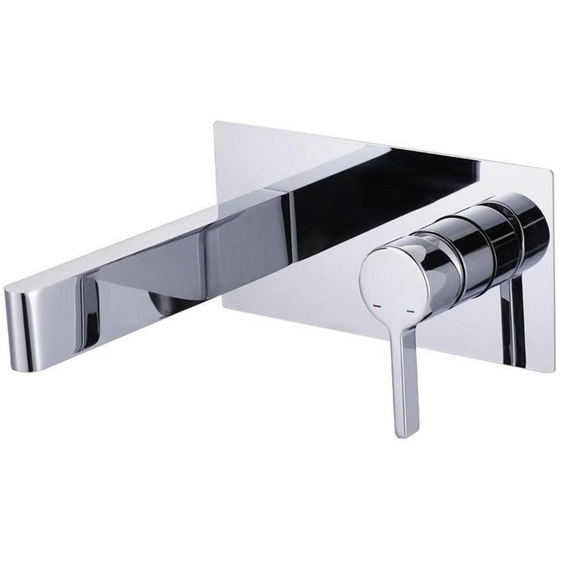 Robinet de lavabo, montage mural encastré, chrome, acier inoxydable, cartouche en céramique