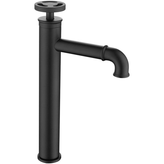 Robinet de lavabo pour salle de bain, finition noire, mélangeur à levier unique, eau chaude et froide, en laiton, design industriel