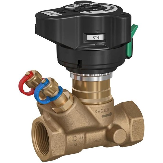Robinet de régulation Strangflex de Danfoss, DN40, raccordement G1 1/2, avec raccords de mesure, débit Kvs de 26 m³/h, pression nominale PN20, en laiton, 1 pièce.