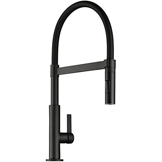 Robinet DRIVE 6 NOIR mat avec bec courbe avec flexible Soft-Touch / Mitigeur monocommande