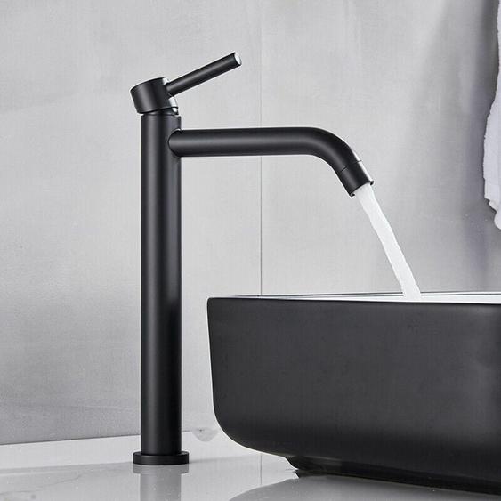 Robinet Mitigeur Monocommande Haut Noir Mat en Pour Lavabo Salle de Bain