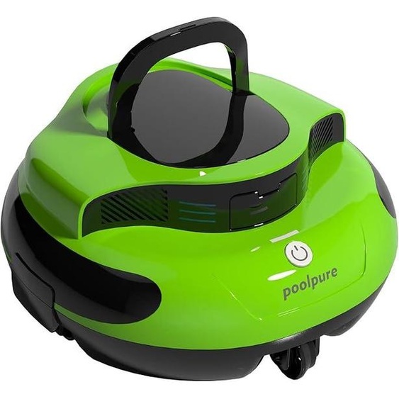 Robot aspirateur de piscine sans fil 2026 : Aspirateur de piscine sans fil avec une autonomie de 100 minutes, nettoyeur de piscine automatique pour piscines hors-sol jusquà 90 m², étanche IPX8, double moteur et roues directrices amovibles, couleur verte