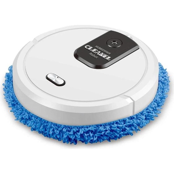 Robot de nettoyage - Aspirateur & Balayeur 3 en 1 - Silencieux - Sec & Mouillé - Rechargeable - Chiffon en coton - Boîtier plastique - Blanc