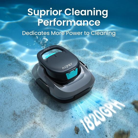 Robot de nettoyage de piscine reconditionné - Scuba SE - Sans fil - Stationnement automatique - Étanchéité IPX8 - Batterie 2600 mAh - Pour piscines hors sol - Gris