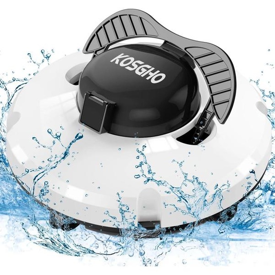 Robot de piscine - Aspirateur de piscine sans fil - Deux moteurs - Auto-stationnement - Pour fond de piscine plat - Ivoire