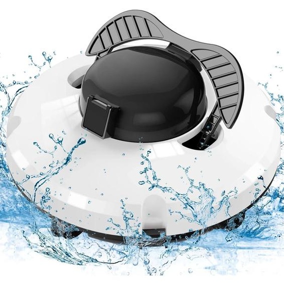 Robot de piscine intelligent - Nettoyeur de piscine - Sans fil 5200 mAh - Autonomie de 120 min - Grimpe les parois et la ligne deau - Pour piscines enterrées et hors sol - IPX8 - Filtre de 180 µm - Blanc