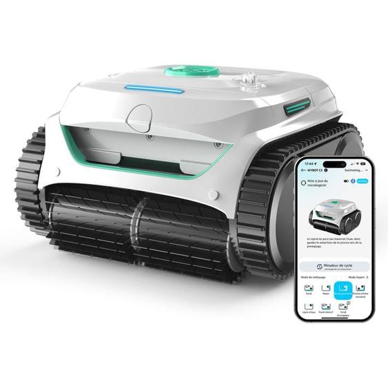 Robot de Piscine Sans Fil Wybot C2 – Nettoyage Automatique Fond, Parois et Ligne dEau – Double Filtration – Application Mobile
