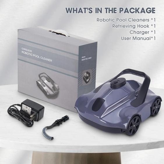 Robot de piscine WR050 - Aspirateur automatique pour piscine - Sans fil - Batterie au lithium - Pour piscines enterrées à fond plat - Noir