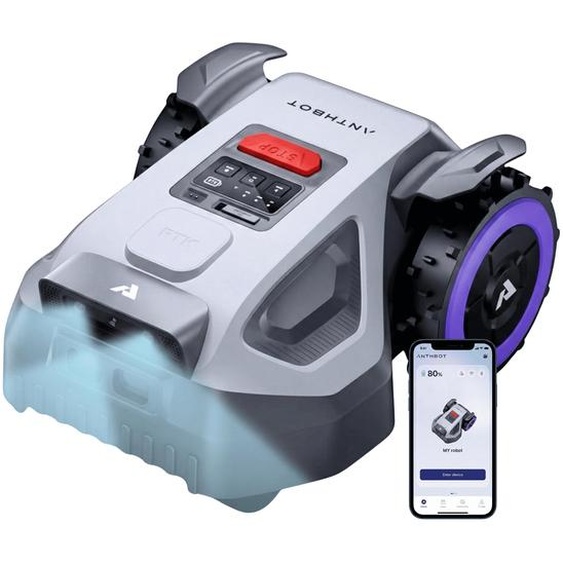 Robot tondeuse ANTHBOT M9 sans câble périphérique, navigation GPS RTK, détection dobstacles par IA, pour les grands jardins jusquà 900 m², 3 mois de NRTK s