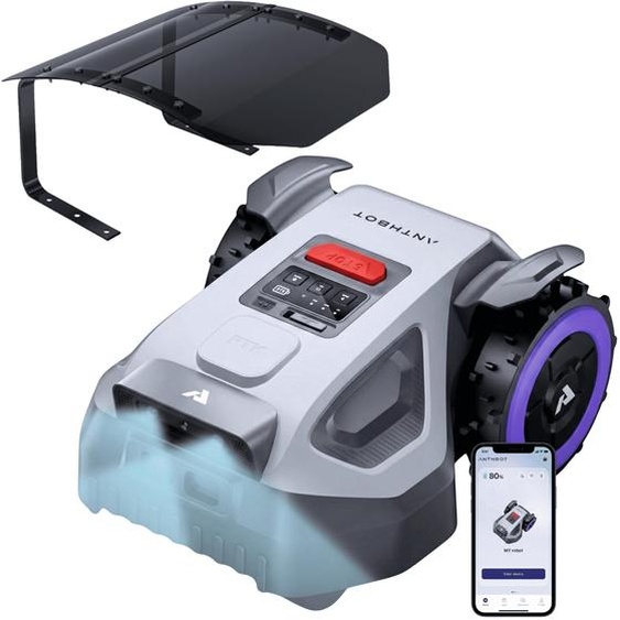 Robot tondeuse ANTHBOT M9 sans fil, avec garage premium, navigation RTK, caméra IA, jusquà 900 m², pente de 45 %, 3 mois de service NRTK s