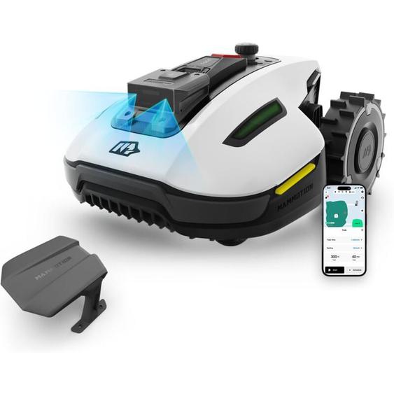 Robot Tondeuse Mammotion yuka Mini 600 avec Garage, Sans Fil Périphérique, NetRTK+Vision, Cartographie Auto, Jusquà 600 m², Max. 800 m², Pente à