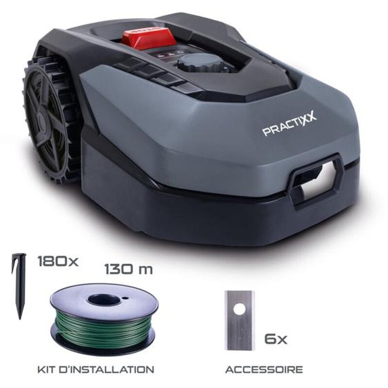 Robot tondeuse PX-RRM-600Wi – Jardins jusquà 600 m² – Largeur de coupe 18 cm – Hauteur de coupe 2 à 6 cm – Bluetooth ou WiFi – Autonomie 60 min