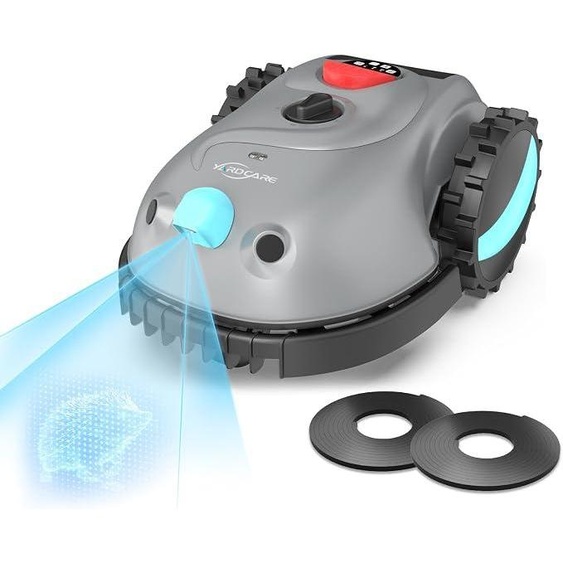 Robot tondeuse V100 sans fil de délimitation, avec navigation par vision, système dévitement des obstacles (150 types), batterie de 4,0 Ah. Robot tondeuse, robot de jardinage avec lames de rechange, adapté aux petits jardins