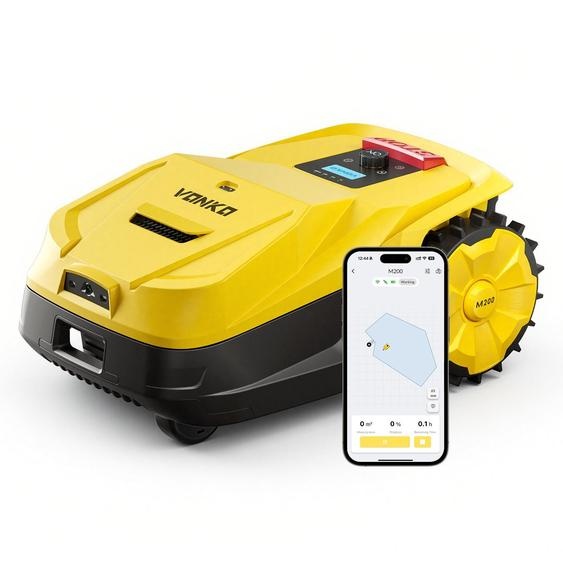 Robot tondeuse VONKO M200 sans câble périphérique, RTK + vision IA, cartographie automatique, système intelligent dévitement dobstacles,via application