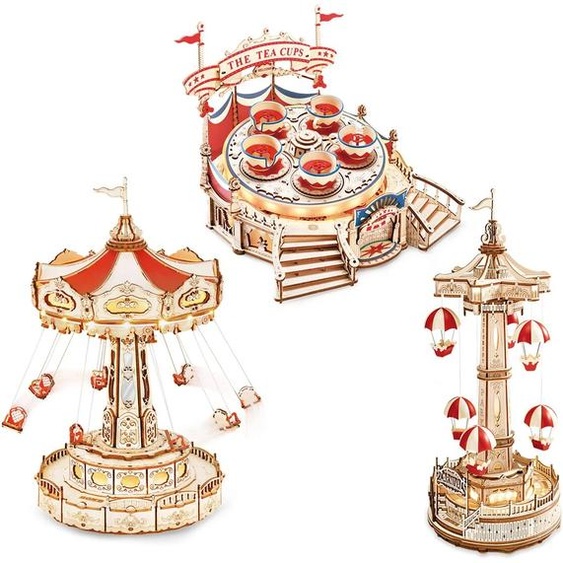 Robotime ROKR parc dattractions magique jouets en bois bricolage boîte à musique mobile 3D Puzzle en bois pour enfants cadeaux pour noël EA