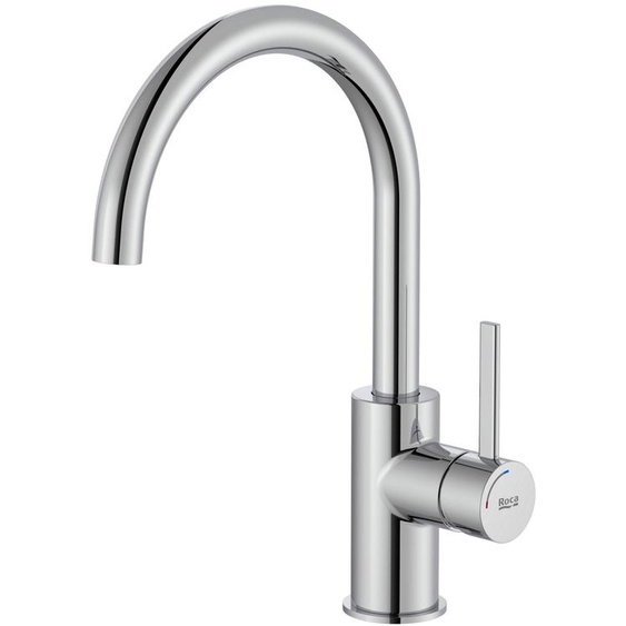 ROCA Mitigeur lavabo ONA taille L avec poignée latérale avec vidage clic-clac, chromé