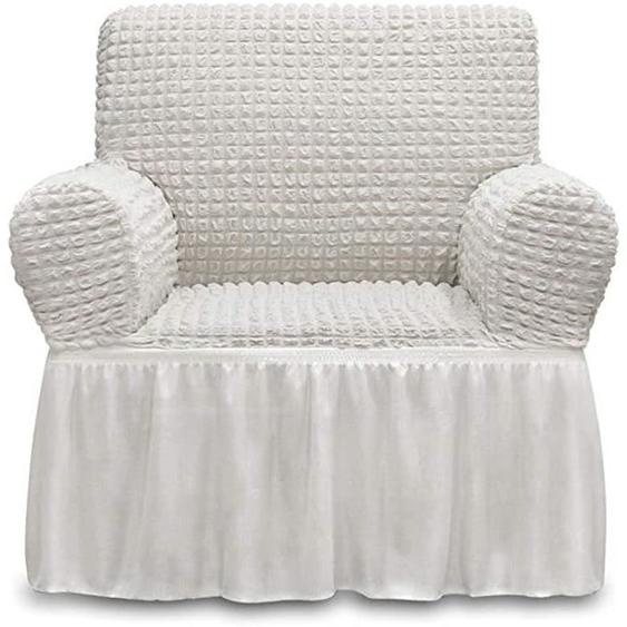 ROCK Housse de canapé 1 places(80-120cm) - Super stretch - Blanc