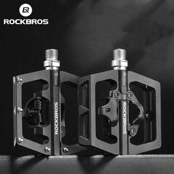 ROCKBROS – pédales de vélo vtt antidérapantes, plate-forme en alliage daluminium, accessoires de cyclisme à demi-verrouillage SPD applicables