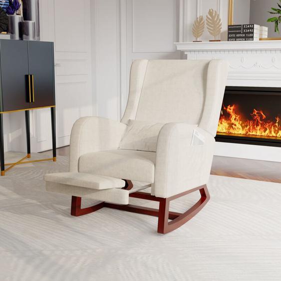 Tanant - Rocking chair, Fauteuil à Bascule Confortable en Tissu - Fauteuil confortable avec poches latérales, Style Scandinave, Dossier rembourré,