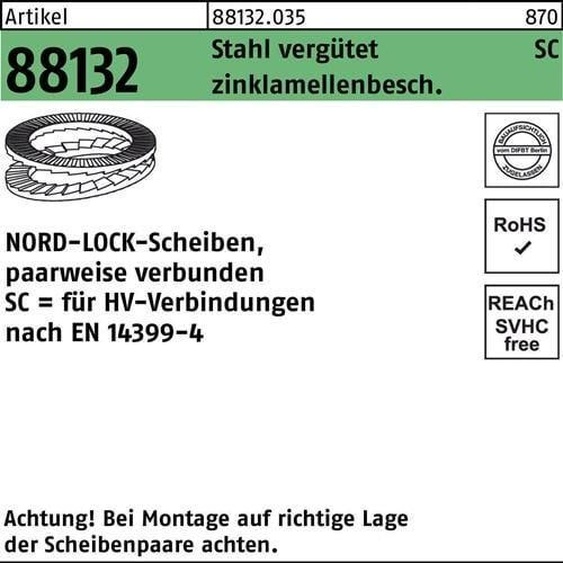 Nord-Lock rondelles 1.7182 NL20SC 100 pces
