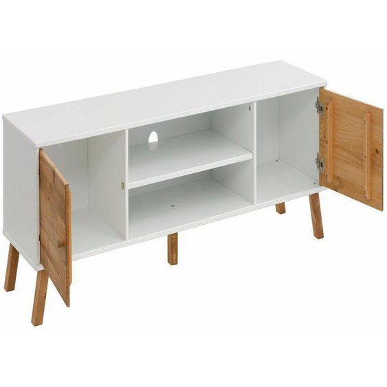 Rondo | Meuble TV avec 2 portes en MDF Blanc / Nature