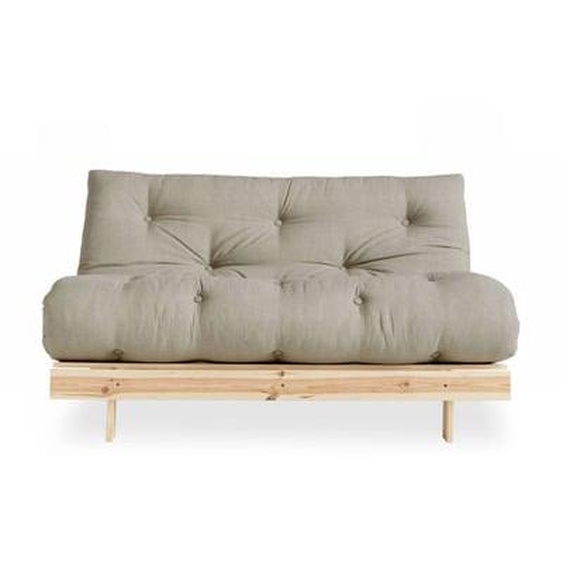 ROOTS - Canapé convertible 140x200cm en bois naturel et tissu