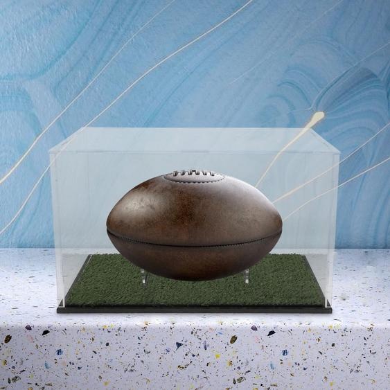 ROSENICE Présentoir de ballon de Rugby en acrylique vert, boîte de rangement, gain de place, robuste, facile à accès, fourniture de Collection, vitrine de figurines