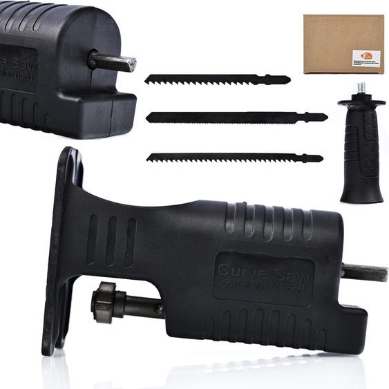 Rosfix Set Scie Sabre Adaptateur Visseuse – 3 Lames Incluses | Acier Inox + ABS | 5x9x1,5 cm | Pour Bois, Métal, Plastique | Outil de Découpe Polyvalent Atelier