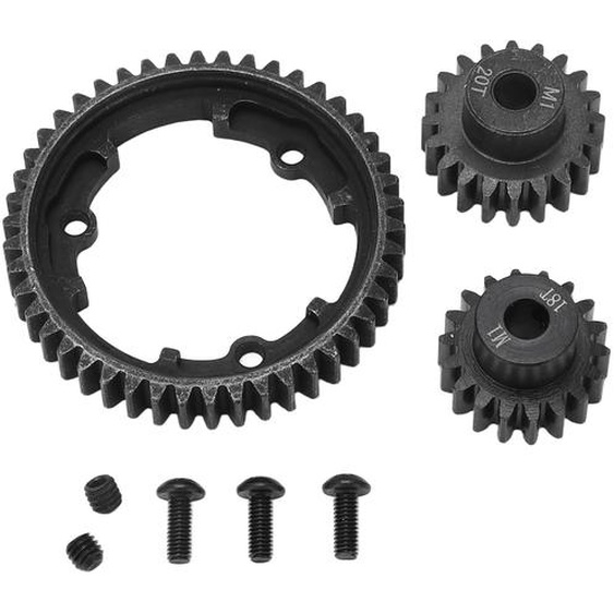 Roue dentée principale 46T en acier dur + pignons 18T & 20T, mise à niveau pour les voitures RC , adapté pour Traxxas X-Maxx, E-REVO 2.0,pour une performance améliorée et la durabilité