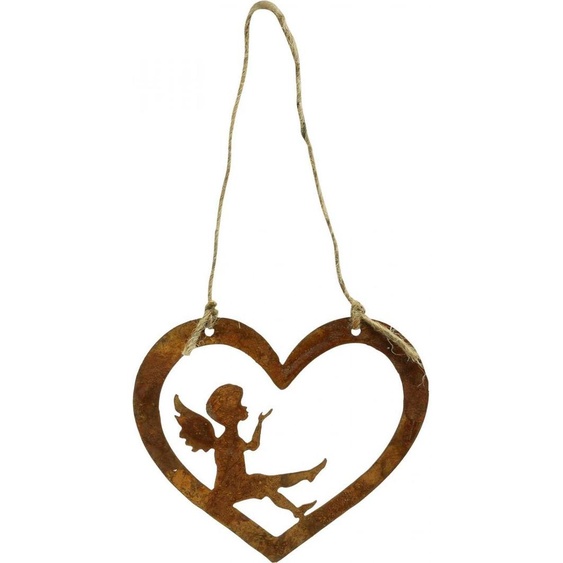 Rouille noble Décoratif Set 6pcs Ange dans le coeur Vintage Métal Ø15cm Décoration de Noël Fenêtre Porte Mur