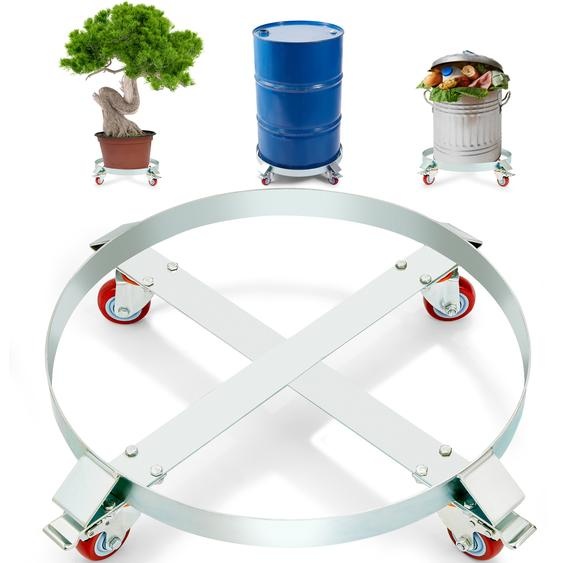 Roule-fût VEVOR 250L Roule-fût de transport en acier au carbone Métal Plateau roulant Diamètre intérieur Ø 607mm Chariot pour fûts avec 4 roues universelles Chariot de transport pour transporter des fûts jusquà 454kg