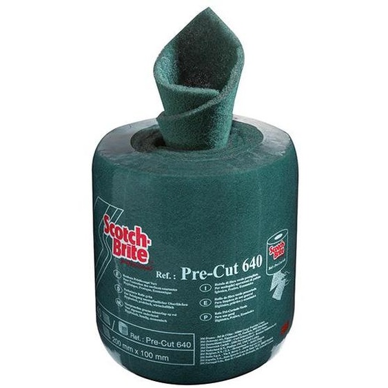 Rouleau Abrasif non tissé Scotch-Brite™ VERT prédécoupé 640 200 x 100mm 40 pièces - 3M - 11167