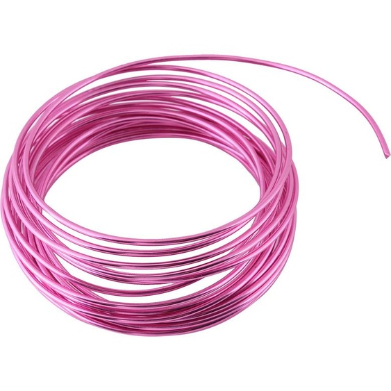 Rouleau de 5 mètres de fil daluminium oxydé rond de 2 mm, matériau flexible pour le bricolage DIY, pour bijoux et figurines, fil souple (rose)