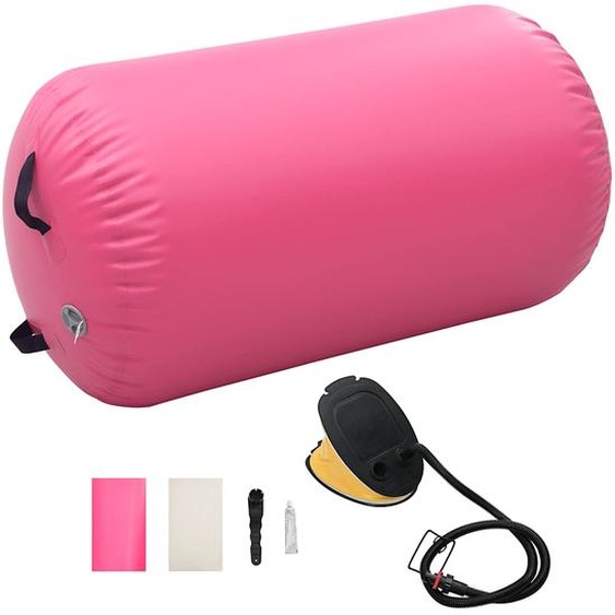Rouleau gonflable de gymnastique avec pompe 100x60 cm PVC Rose