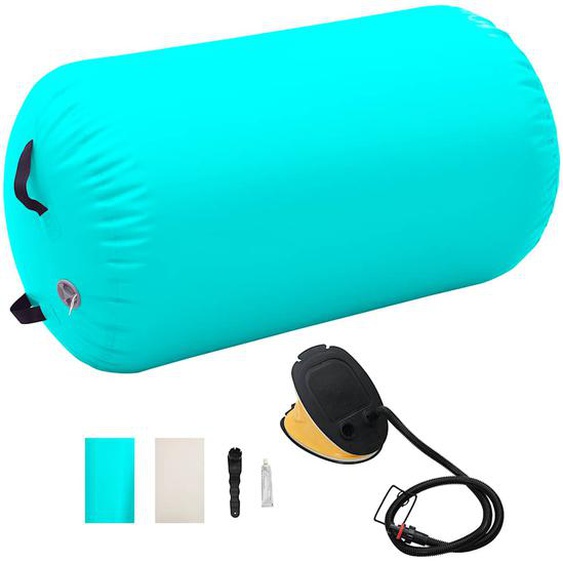 Rouleau gonflable de gymnastique avec pompe 100x60 cm PVC Vert