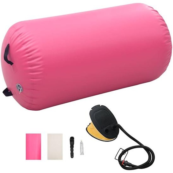 Rouleau gonflable de gymnastique avec pompe 120x75 cm PVC Rose