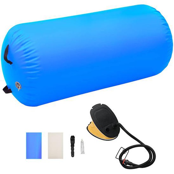 Rouleau gonflable de gymnastique avec pompe 120x90 cm PVC Bleu