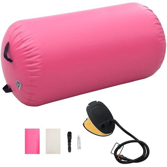 Rouleau gonflable de gymnastique avec pompe 120x90 cm PVC Rose