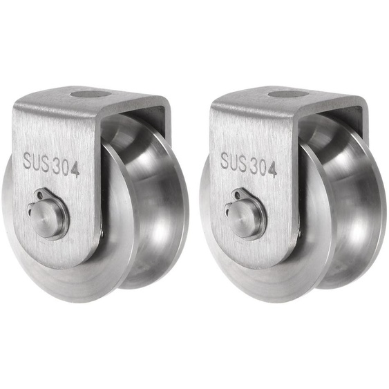 Rouleaux de guidage universels, lot de 2, en acier inoxydable 304, diamètre 48 mm, capacité de 400 kg, largeur de la rainure : 16 mm