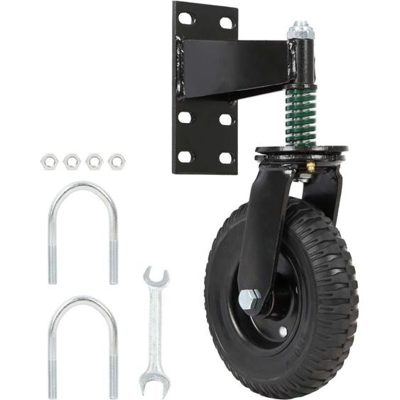Wiltec - Roulette de portail – 200 mm, capacité max. 275 kg – en Caoutchouc et Acier – rotative 360° – avec vis de montage – Roue de porte