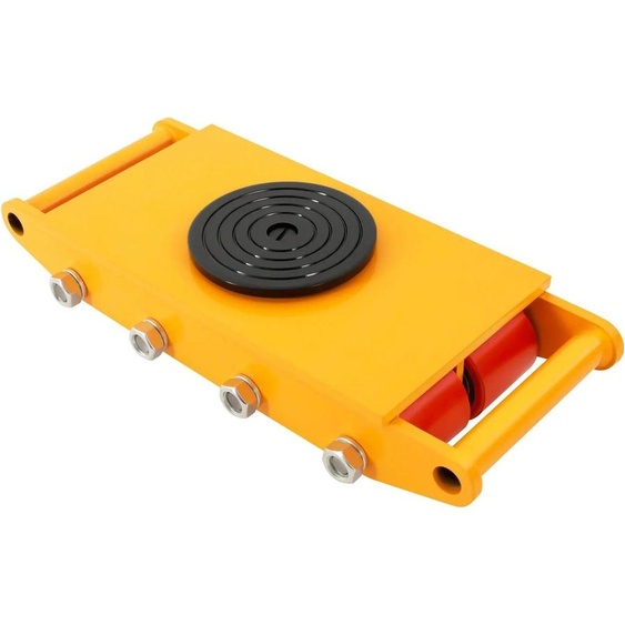 Roulettes blindées - roulettes de transport de machines - capacité 12 t - rotation 360° - 8 roulettes - acier moulé &Polyuréthane- disque Ø 13,5 cm - jaune