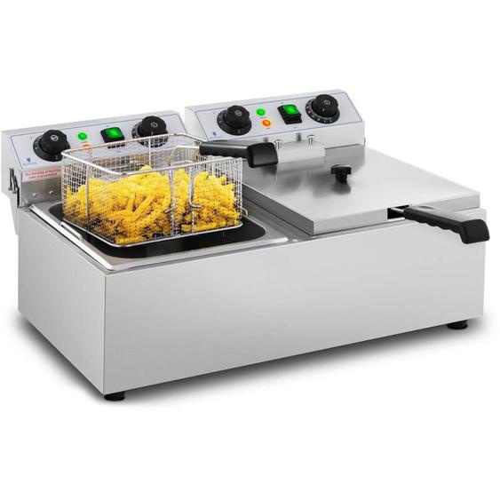 Royal Catering - Friteuse Électrique Double Friteuse De Restaurant 2 x 10L 2 x 3200 w Minuterie