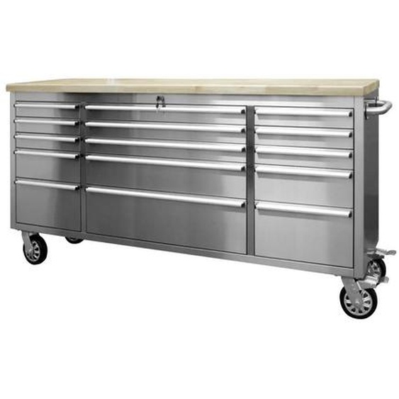 RS1 Chariot à outils en acier inoxydable Workstation avec 15 tiroirs