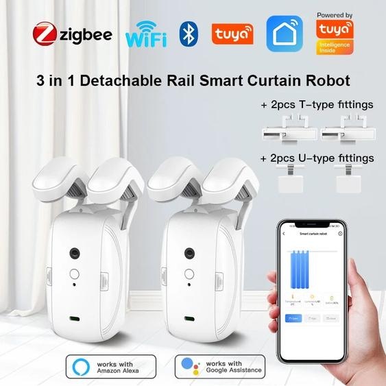 RSH Tuya – rideaux électriques intelligents 3 en 1, Robot WIFI, ouverture automatique, application, télécommande, minuterie, fonctionne avec Alexa Google Home