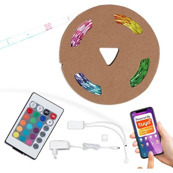 Ruban LED 5 mètres BRILONER LEUCHTEN WIFI, 0,1 W, IP20, blanc, plastique, dimmable, autocollant à raccourcir, 5,0m