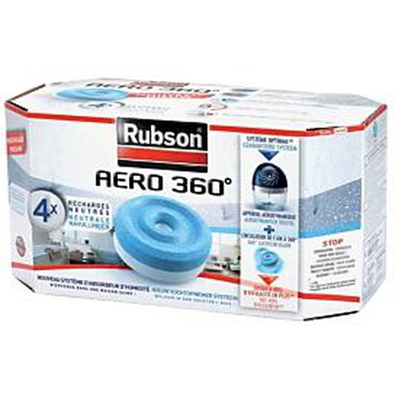RUBSON 4 recharges Rubson pour absorbeur dhumidité Aéro 360°