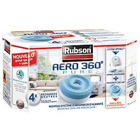 RUBSON 4 recharges Rubson pour absorbeur dhumidité Aéro 360° Pure