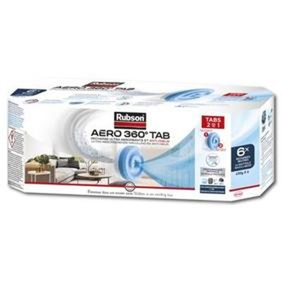 Rubson aero 360° 6 Recharges en tabsde 450 g neutres pour absorbeur dhumidité, recharges pour déshumidificateurs aero 360° ultra absorbantes et anti