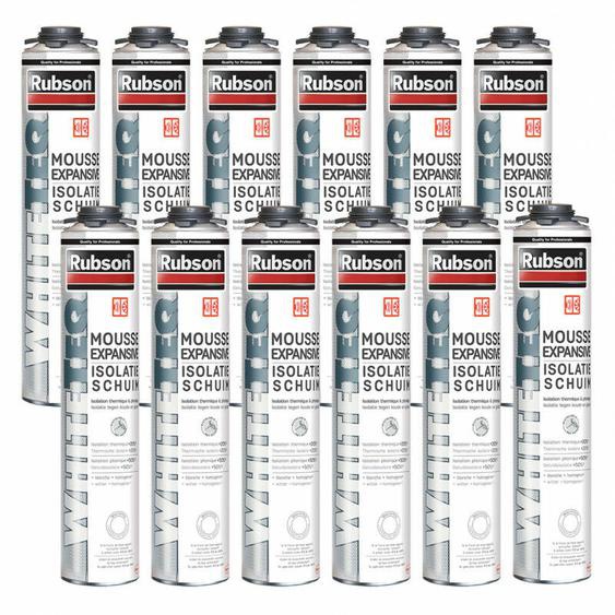 Rubson - Pack de 12 Mousses expansives WhiteTeq - 750ml - Isolation thermique et phonique